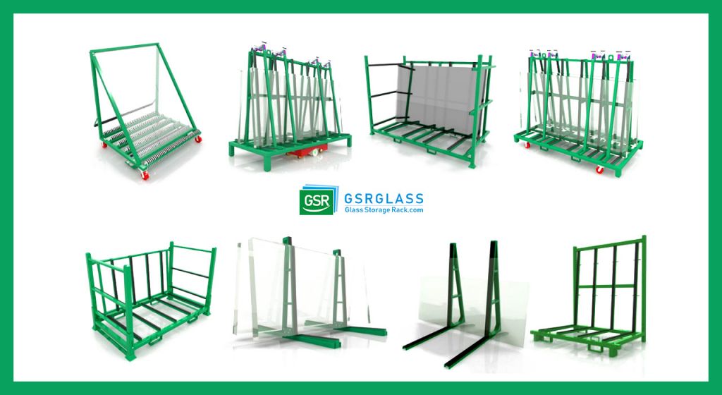 Mobile operation | Wheel mounted A-frame glass transport rack | Universal wheel design enables easy movement in warehouses and construction sites